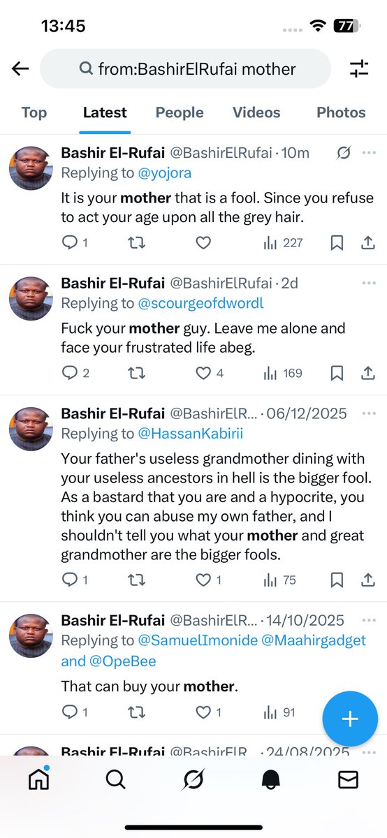 <a href="/hadizel/">Hadiza Isma El-Rufai</a> look at the disgusting things you birthed. 
I will not insult you like your badly raised sons do others, I actually feel pity for you cos I can’t imagine a parent seeing his/her kids act like lunatics all the time.

May Allah ease your affairs as you face this test.