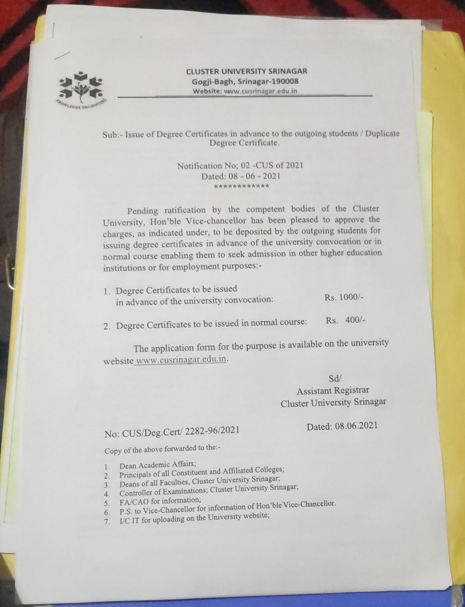 nusrat78614's tweet image. University authorities seem unresponsive regarding degree certificate issuance since 2020 please look into this matter and resolve the issue ASAP. Students are facing undue hardship due to delayed certificates. #DegreeCertificate #FixTheIssue
@CUSrinagar 
@sakinaitoo