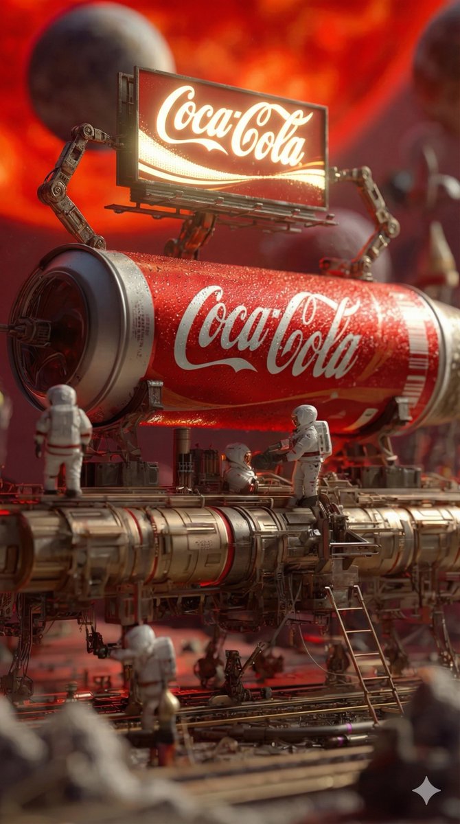 YaseenK7212's tweet image. Ai Animation Pizza on Gemini Nano Banana 3.0

Prompt:

{
  "batch_generation_requests": [
    {
      "brand_theme": "Coca-Cola",
      "concept": "Soda Can Space Rocket Conversion",
      "subject": {
        "main_element": "Horizontal Coca-Cola can",
        "modifications":…