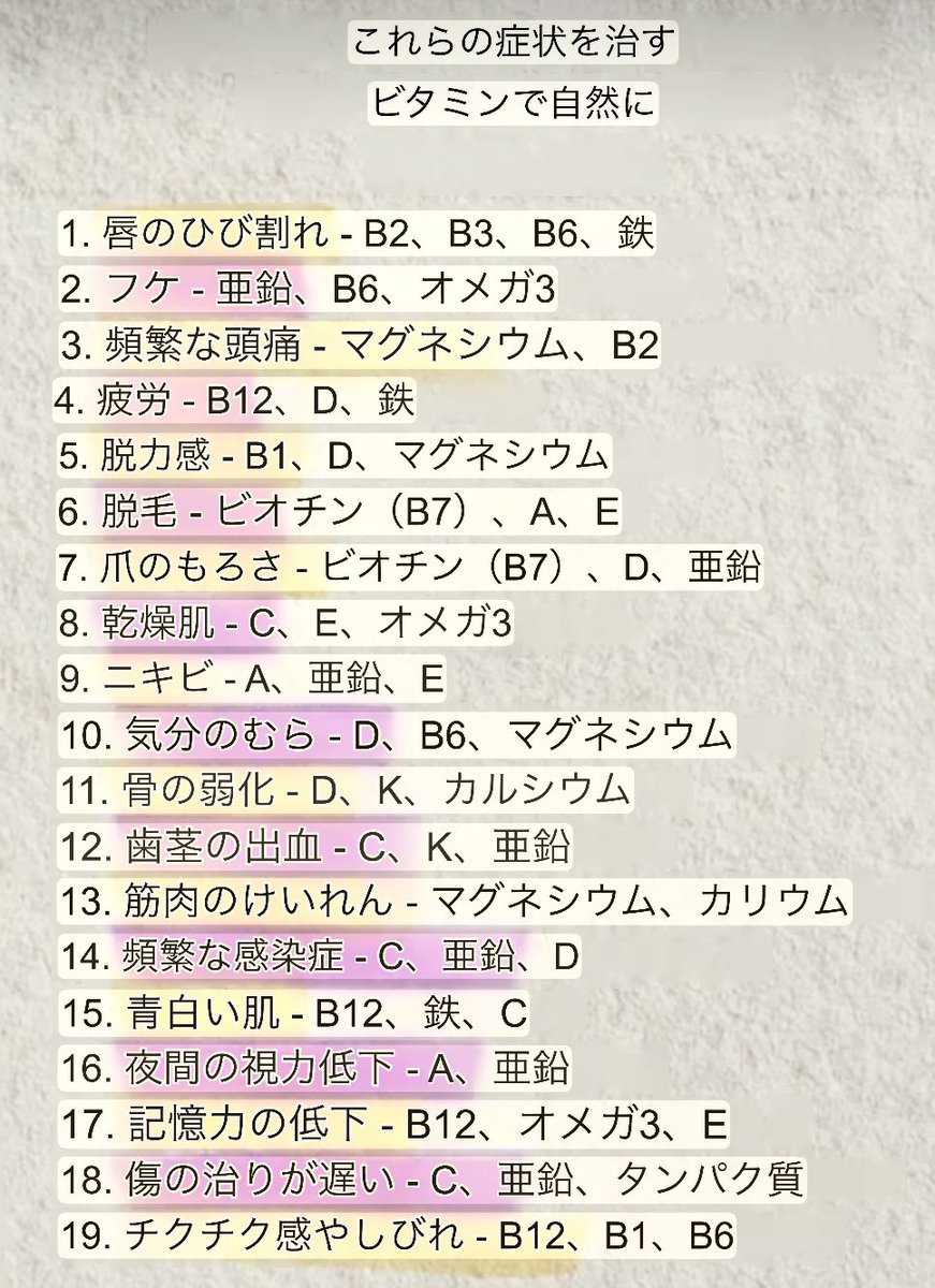 macaronmacaro15's tweet photo. 💊体のサインと栄養❤️‍🩹✨

・唇の荒れ👄→B群・鉄
・頭痛🤕→Mg・B2
・疲労😴→B12・D
・骨🦴→D・K・Ca
・しびれ⚡→B12

症状は栄養不足のサインかも💦
不足時の改善に役立つ可能性✨👇😋 https://t.co/iteMPUlygL