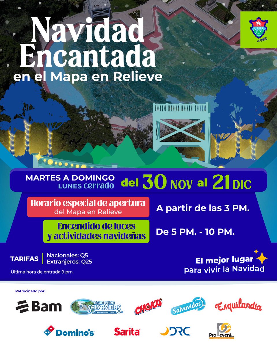muniguate's tweet photo. ¡Te invitamos a la Navidad Encantada! 🎄
Ven al Mapa en Relieve de Guatemala y disfruta una noche llena de magia, luces y espíritu navideño.
¡Te esperamos!
#UnLugarQueInspira #ElMejorLugarParaVivir la Navidad #MapaEnRelieve #NavidadEncantada https://t.co/Jbhhf4WEDQ