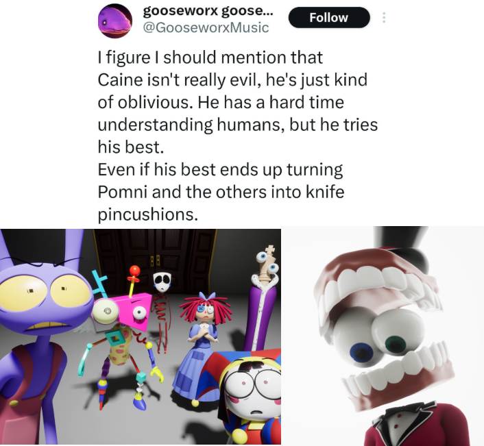 Seeing everyone switch up on hating Caine is insane. Then again, it’s even sadder knowing Caine doesn’t understand what he did was wrong, since he lacks what makes someone human.