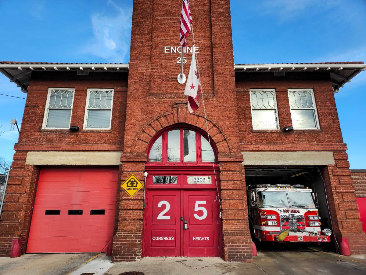 DCFDKelleher's tweet photo. Spotlight 🔦 on @dcfireems Engine Co. 25, Medic 25, Ambulance 25. Originally Chemical Co. 5 (07/23/1903), organized as Engine 25 on 07/02/1913. Proudly serving Congress Heights, and surrounding neighborhoods of #Ward8DC @trayonwhite #DC #DCProud #DCFireEMS #DCFD https://t.co/Sh6jV1Eri0