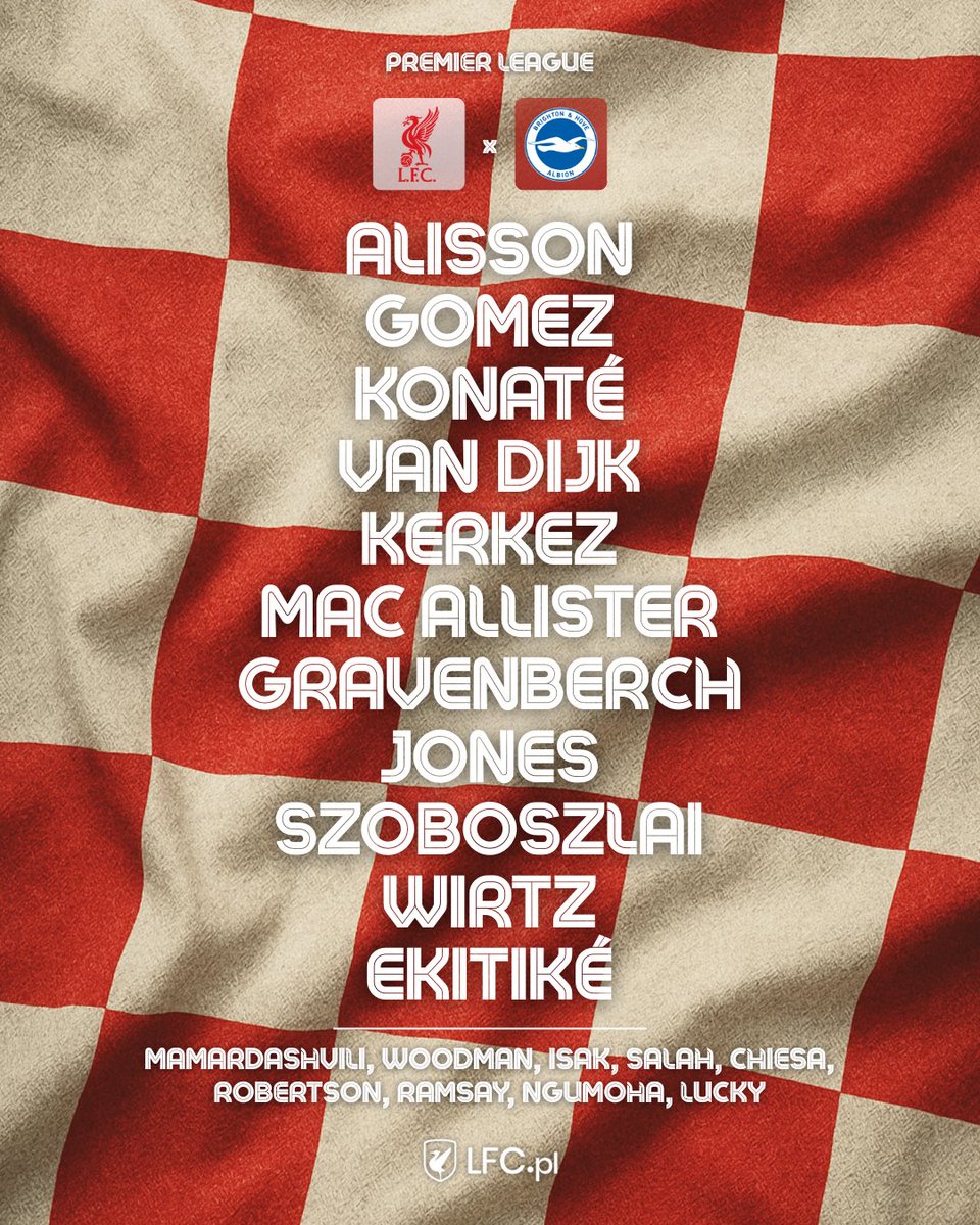 ⚔️ | XI na Brighton! Salah i Chiesa na ławce! 💪

#LIVBRI