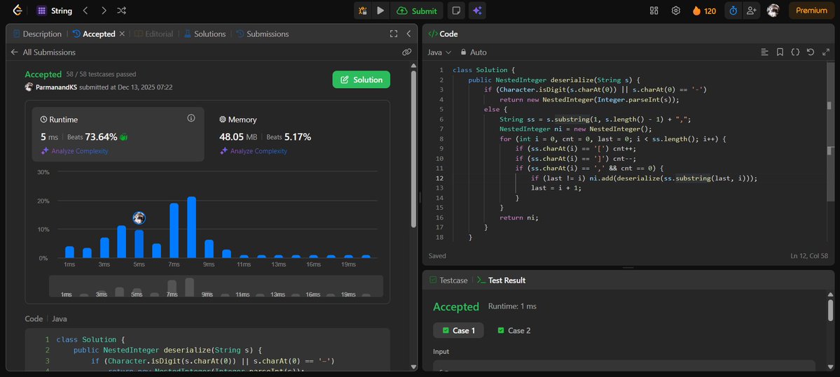 ParmanandKS's tweet image. 📚 Day 147 of learning DSA with @kunalstwt 
Today's topic: 2 DSA Problems on @LeetCode 
📌 Key takeaway: Mini Parser, Coupon Code Validator
🧠 Feeling: Motivated

Here’s what today looked like 👇
#DSAwithKunal #LearnInPublic #100DaysOfCode