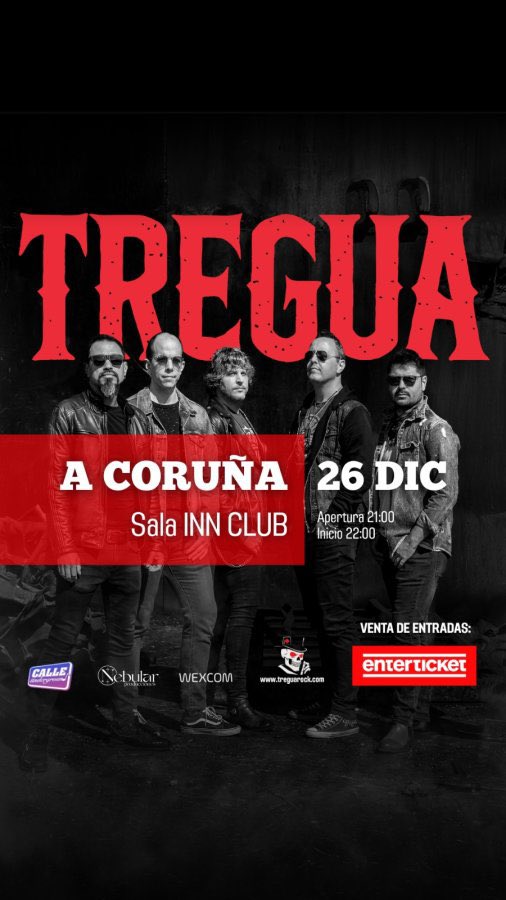 gal_concierto's tweet image. Despide el 2025 con el mejor rock el 26 de diciembre con @treguarock en la Sala #innclub de A Coruña, info:galiciaenconcierto.com/evento/tregua/