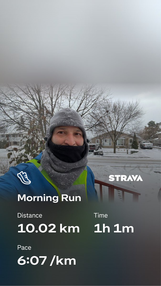 kunrup's tweet image. Let’s go!!! No coffee needed when endorphins pull you out of your bed.
Saturday morning ritual done with easy 10K. Snow started at mid run!
#brampton #stayactive #staymotivated #positivity #runforhealth #runforfun #etobicokecreektrail #everydayrunner #activelifestyle #winterrun