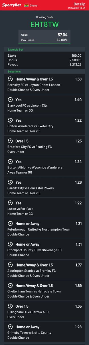 ADAMSWI67822988's tweet photo. Hey check out the bet I just placed on Sportybet! https://t.co/wXsTo9TW29 https://t.co/O6FThhI0Fn