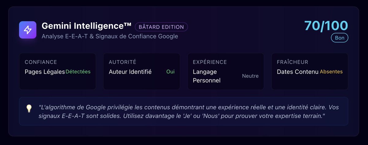 laminesieta's tweet photo. @antigravity Je savais pas qu'il y avait une édition de Gemini Intelligence dénommée "Bâtard Edition". Voilà en image ce que Gemini 3 Pro (High) a ajouté dans mon tool avec ce prompt:... https://t.co/maA2kYgZRk