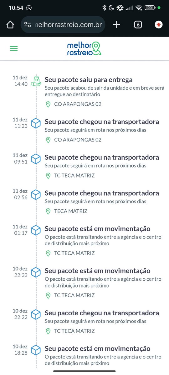 rafaeldavidoski's tweet photo. @ttomo_chinn Estou numa situação parecida só que com a OLX, o vendedor enviou dia 02/12 do Rio. Pacote ficou uma semana passeando lá pra depois vir para o meu estado (PR). A previsão era dia 09/12. Não recebi até hoje kkkkkkk, pior que foi frete expresso https://t.co/FjIWFI40my