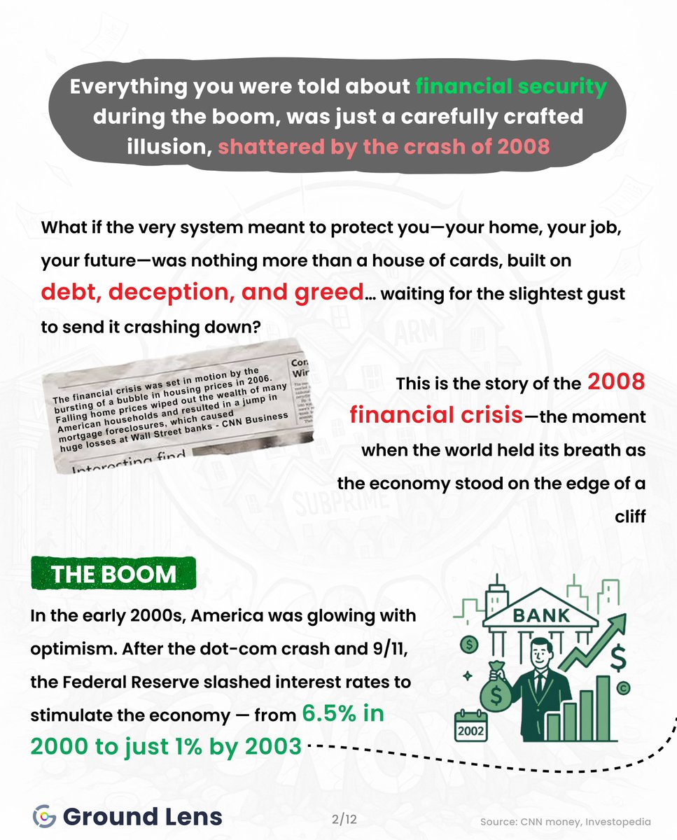 PropertyDecoder's tweet image. “Housing prices never go down"

Very common belief even today. BUT once, it helped create one of the biggest housing bubbles in history!

From Main Street to Wall Street, all were betting on a narrative: Housing Prices Always Go Up 📈

Until 2008 proved otherwise… here’s how👇