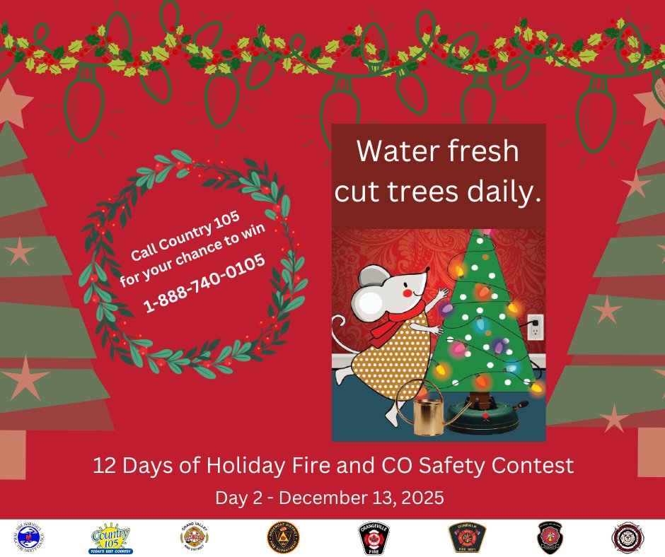 OrangevilleFire's tweet photo. 🎄Water fresh trees daily
🔥Keep it away from heat sources
🕯️Never place real candles on your tree
💧Use a sturdy stand that holds enough water daily hydration
✅Only use CSA, ULC or ETL approved lights #Kidde #firemarshalspublicfiresafetycouncil #Country105 https://t.co/28Vo4c9Mf4