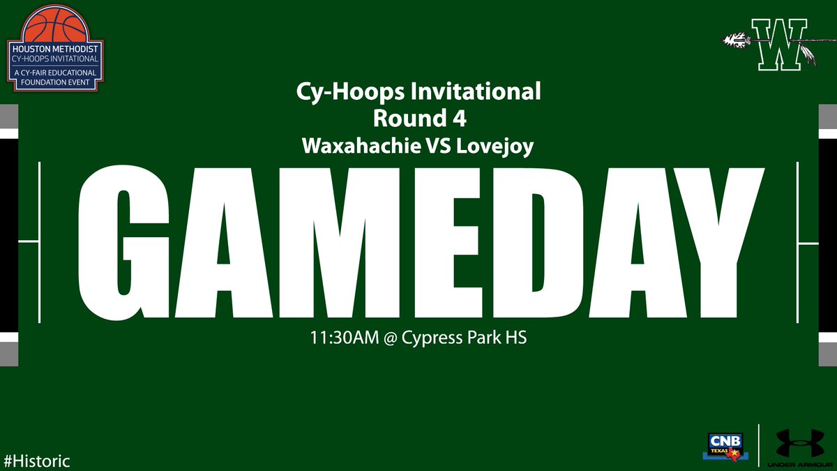 NDNBB_'s tweet image. Cy-Hoops Invitational
Waxahachie VS Lovejoy
#Gameday #Round4
#Historic #OneTribe
📍Cypress Park High School
⌚️11:30AM
🎟️events.hometownticketing.com/boxoffice/cfis…
📺nfhsnetwork.com/events/texan-l…