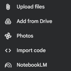 NotebookLM option in Gemini attachments