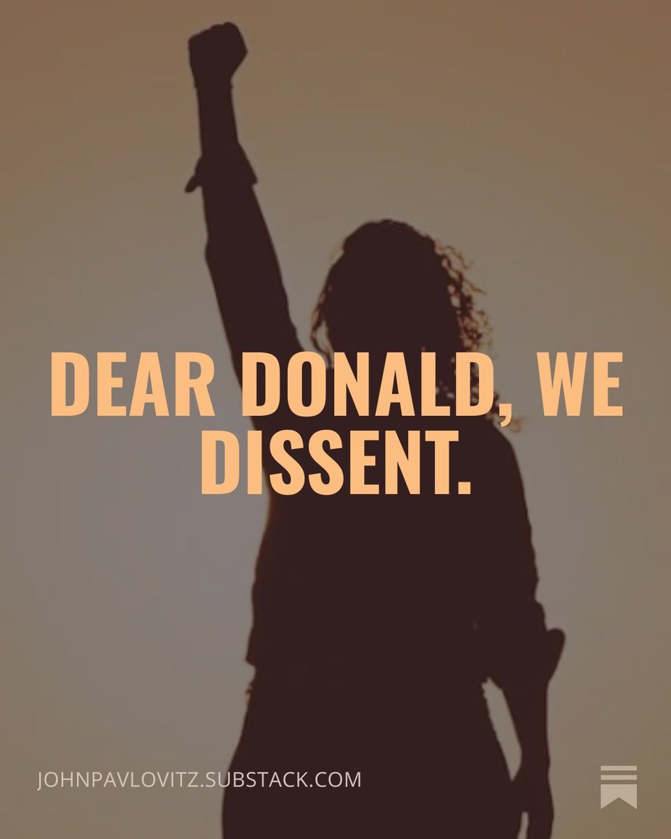 johnpavlovitz's tweet photo. I am a dissenter, Donald.

I wanted to state that clearly for the record, so that there can be no mistaking where my allegiances lie.

They are to the Constitution, and to the Rule of Law, and to the teachings of Jesus, and to my conscience, and these things place me in direct opposition to you and the inhumanity and illegality you traffic in.

If those fighting fascism, bigotry, discrimination, and dehumanization are dissenters, then I proudly embrace the title.

And I’m in good, loud, determined company.

You can’t silence, de-platform, and arrest all of us.

Our voices will be heard and our votes will be counted.

We will outlast you. 

We will course-correct this nation. 

We will gradually erase your legacy of filth that has stained this nation.

The dissenters will win.

Believe it.

https://t.co/Ra6NHXn0qP