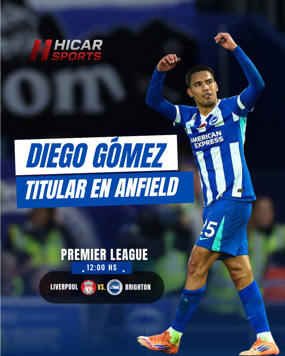 HicarSports's tweet photo. DIEGO GÓMEZ TITULAR SIEMPRE

El volante de la #Albirroja jugará por el #brighton ante el #Liverpool por la #PremierLeague 

8️⃣Brighton 23 puntos
1️⃣0️⃣Liverpool 23 puntos

@salvadorhicar
#Paraguay #futbolpy https://t.co/wUxqYHnSoP