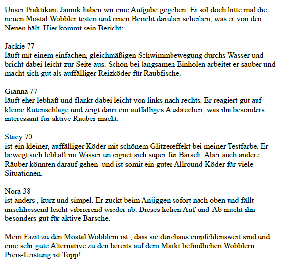 AngelnMeher's tweet photo. Unser  Prakti Jannik hat eine Auswahl Mostal Wobbler zum Testfischen bekommen. Hier kommen seine Erfahrungen im Bildformat: https://t.co/PEzn6XOjFS