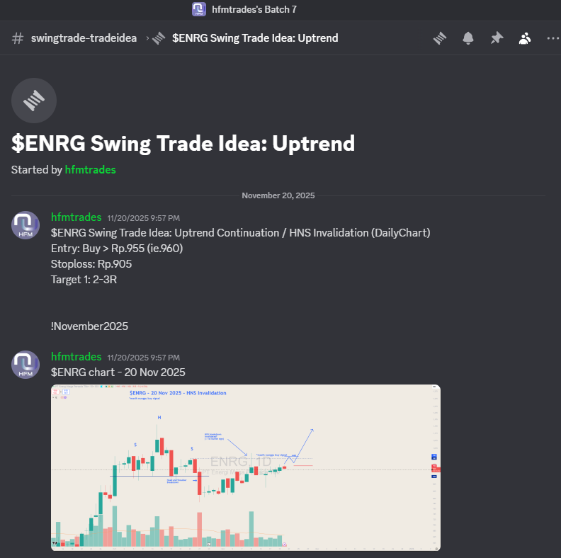 hfmtrades's tweet photo. $ENRG
Pattern: HNS Invalidation / VCP
๐๐ซ๐๐๐ ๐๐ฉ๐๐๐ญ๐: Winners ๐ฉ๐
ENRG Target reached. Took profit.
+60% dari entry dalam 3 minggu.
*perhatikan chart before dan after nya jika ingin serius jadi profitable trader
#DailyChart
#SwingTrade #Update
#TP3R #TakeProfit #Completed
#HNSInvalidation #VCP
#hfmtradesTradingCommunity
๐๐ข๐ฌ๐๐ฅ๐๐ข๐ฆ๐๐ซ:
Bukan rekomendasi beli/jual. Segala risiko ditanggung masing-masing.