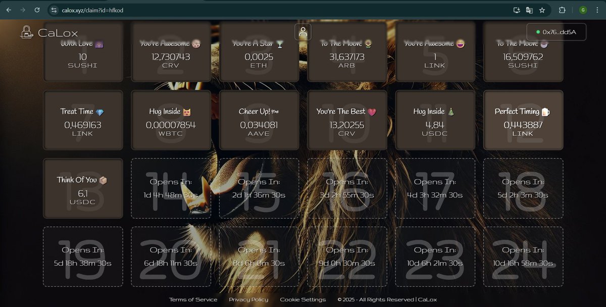 Day 13 claimed gift from my friend using <a href="/calox_xyz/">CaLox</a> 

Lets give a try