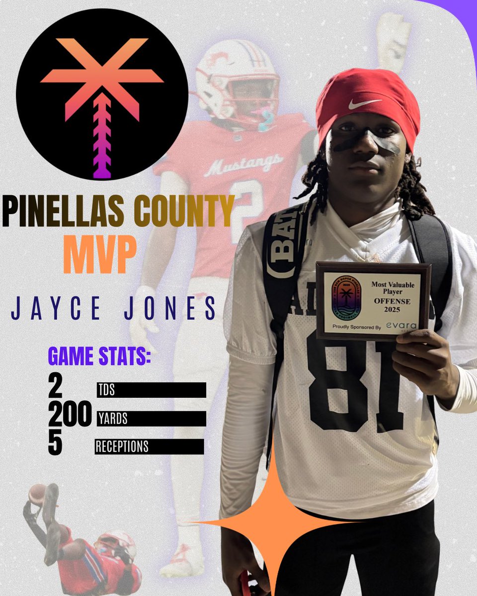 Congratulations to our Guy Jayce Jones!! We knew what time it was when you got selected. P-County Offensive MVP😤😤! Next up is the FACA State All-star game! On a mission to get what God has for him🙌🏾 #earnednotgivin💪🏾 #stangsup🐎🔴🔵