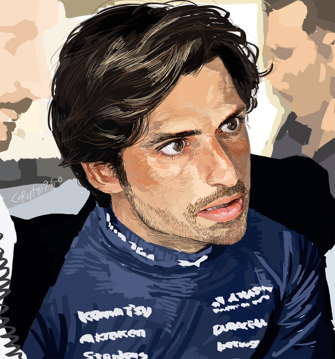 canter950's tweet image. 🏎️今年描いた絵で気に入ってるのはこの辺
サインツの目を描くのが楽しすぎた