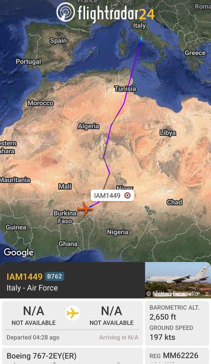 sipjack1776's tweet photo. Italy AF 🇮🇹
Boeing 767-2EY (ER)
#33FE7A/MM62226/IAM1449
Mario de Bernardi>Niamey
@Borrowed7Time @Dinlas3 https://t.co/qFBpfl8bnt