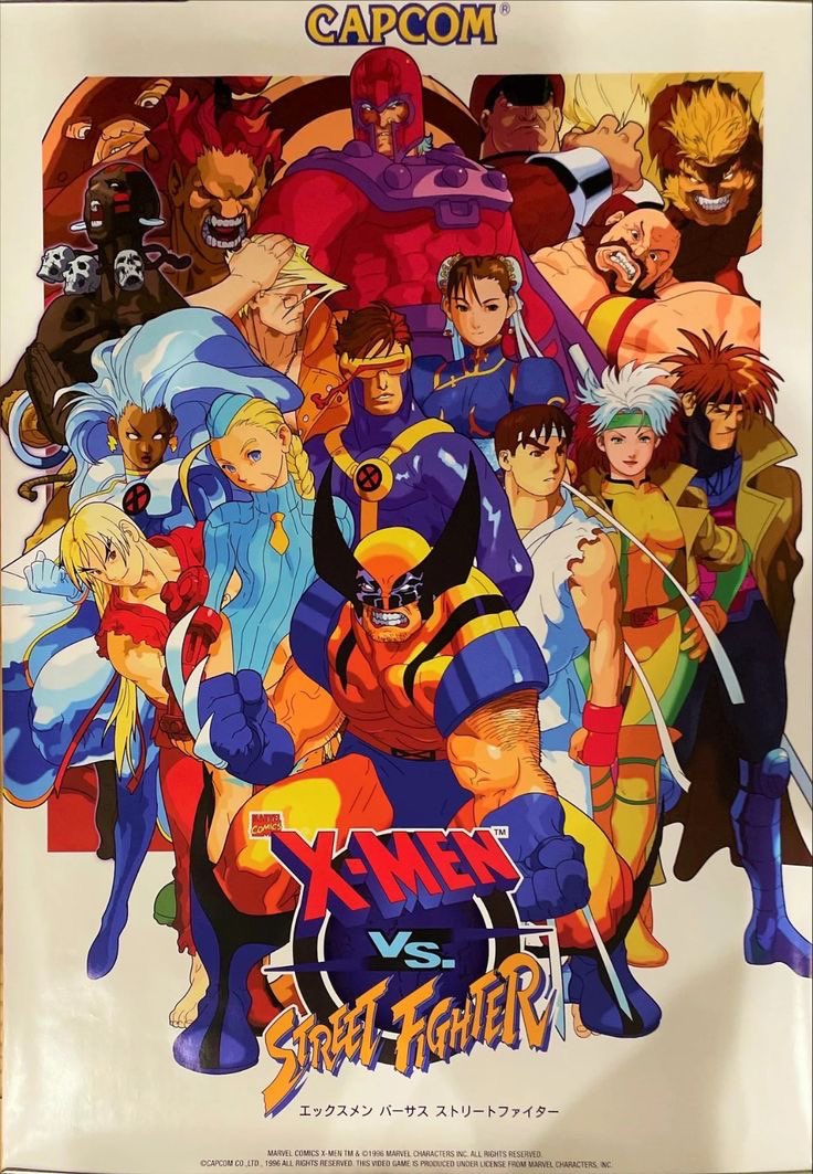 エックスメン VS. ストリートファイター B1サイズポスター未使用 X-Men vs Street Fighter Arcade Poster 24X36 inches | eBay