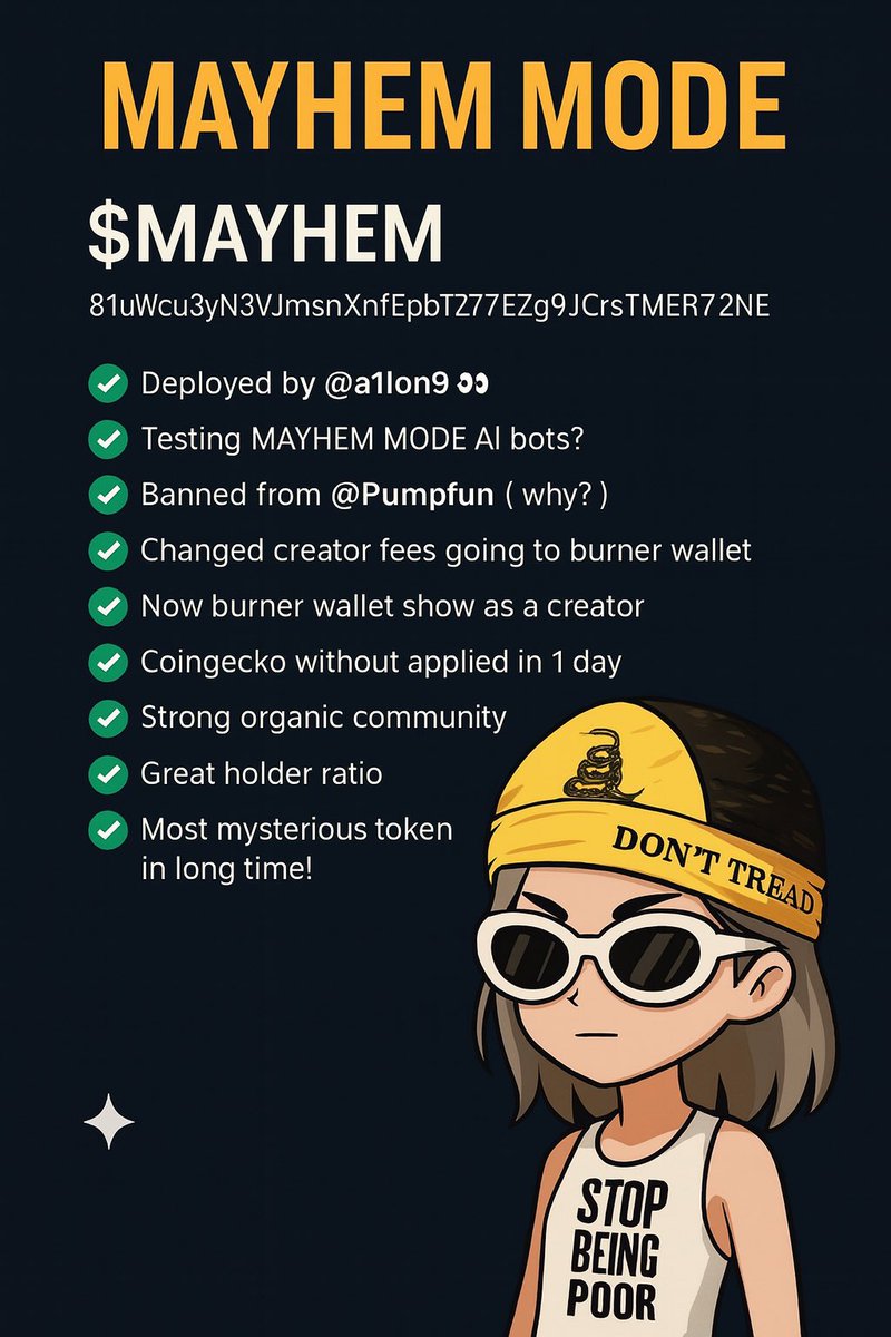 Alex_cryptogm's tweet photo. @CryptoOg75565 @zetcooks $MAYHEM we can do more than $100M Mcap, just believe🚀🚀🚀
https://t.co/AU9D76GIVu https://t.co/Fp8cWMw96e