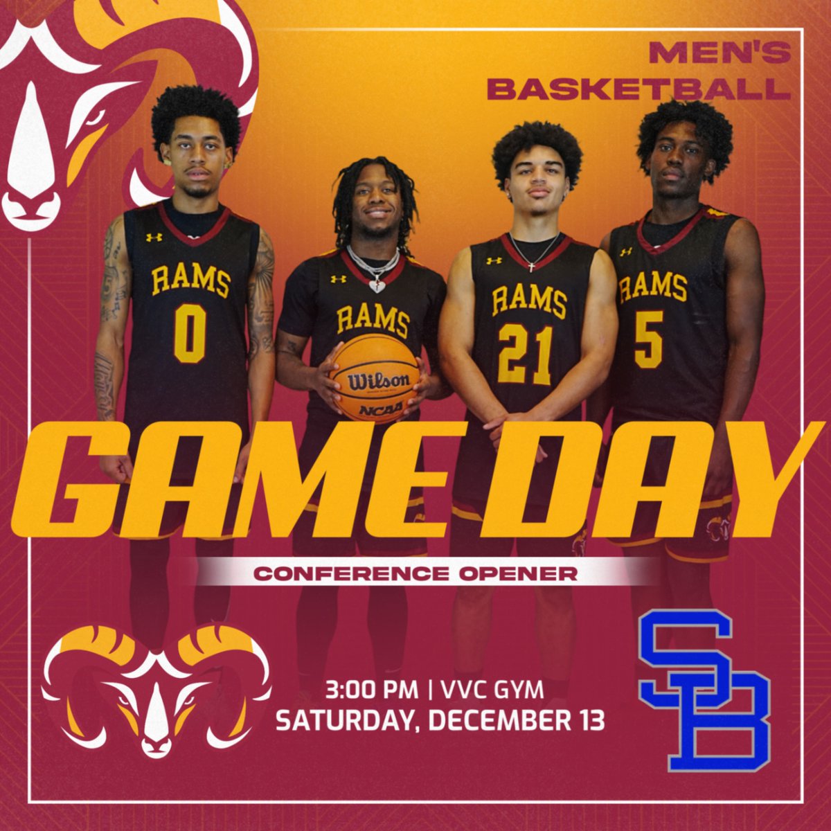 🏀 It’s game day! The Victor Valley College Men’s Basketball team tips off conference play against San Bernardino Valley College at home today at 3 PM. Come out, show your support, and let’s pack the gym! 🔥💪 #VVCBasketball #GameDay #ConferencePlay #HornsUp