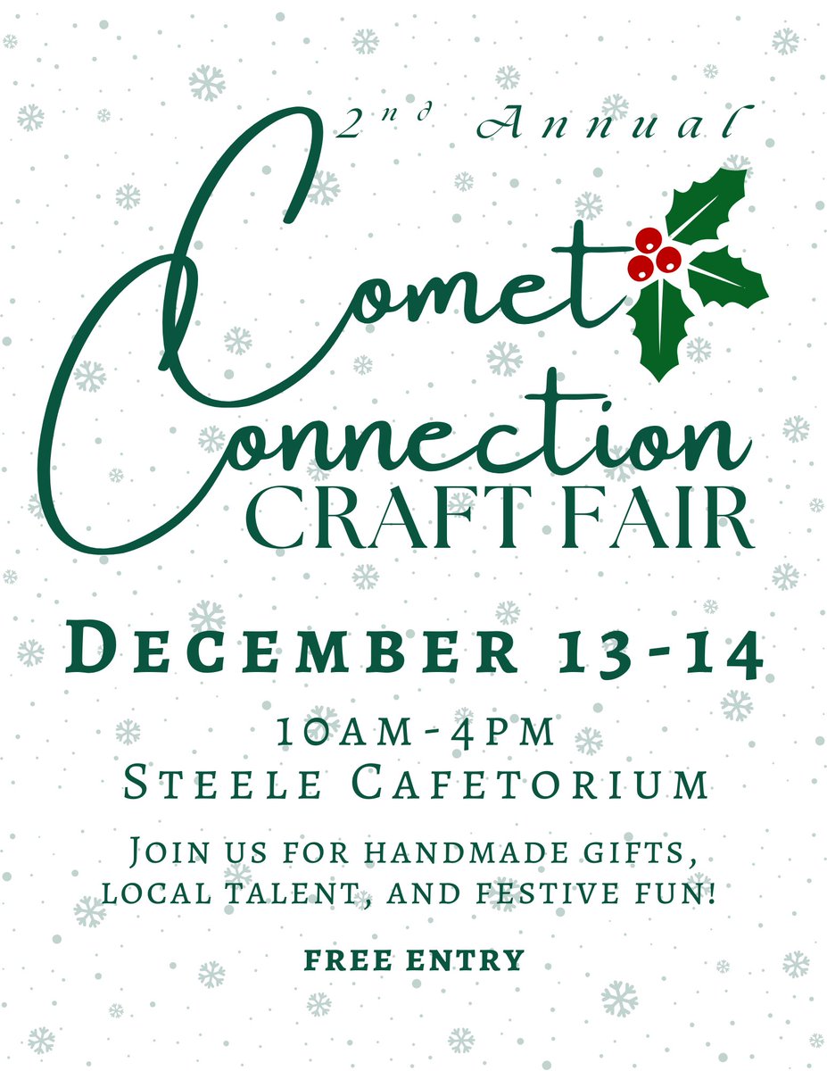 AmherstBands's tweet photo. Finish (or start!) your Christmas shopping by joining us today or tomorrow for our second annual Comet Connection Christmas Craft Fair! Shop with live music today from 11:00AM-1:00PM with a featured performance by our Steele Jazz Band. We hope to see you there! https://t.co/xB8BleFvAS