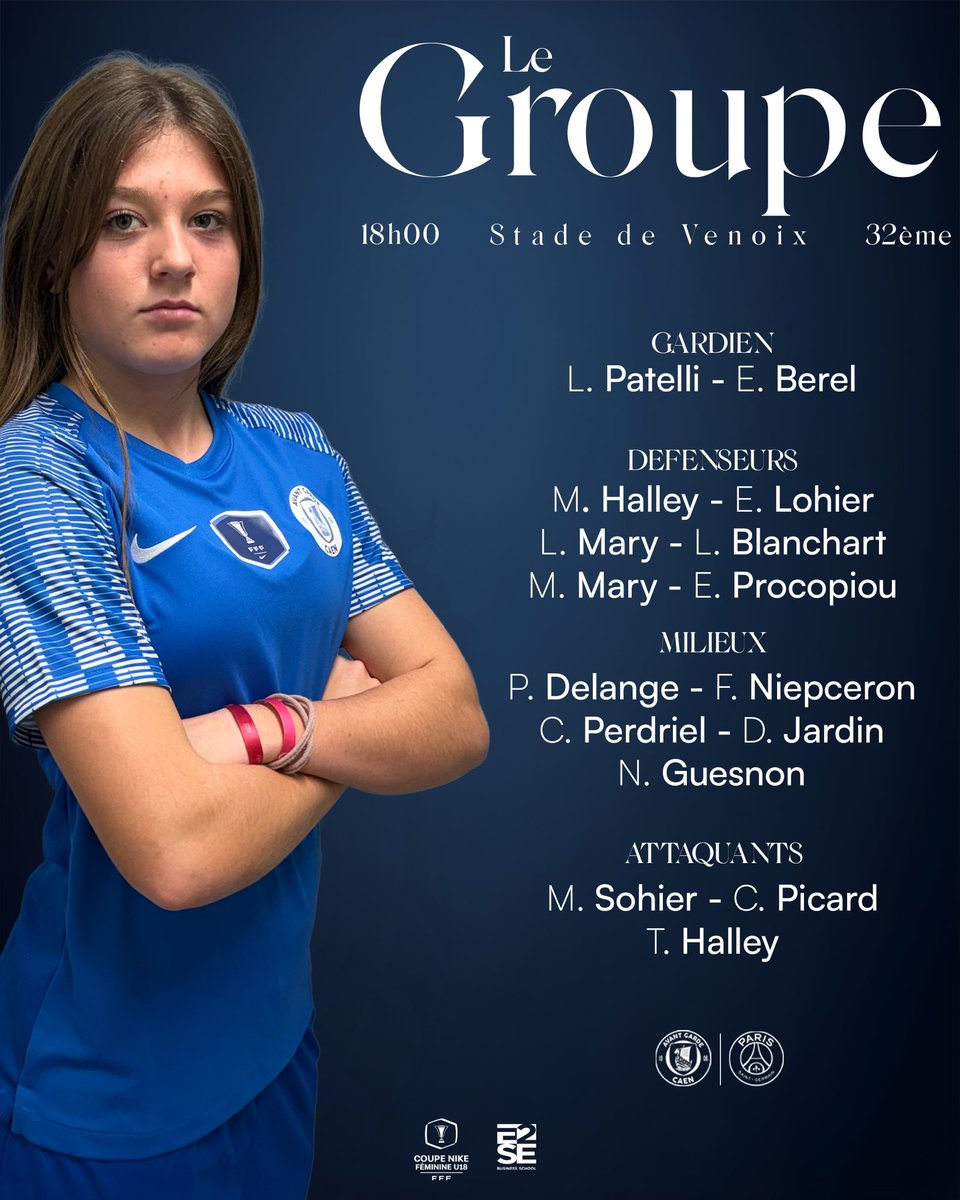 #AGCPSG | 𝑳𝒆 𝒈𝒓𝒐𝒖𝒑𝒆 

👀 Les 16 joueuses convoquées pour cette rencontre face au PSG 👊

#AgCaen #AGC #teamAGC #BienPlusQueDuFootball