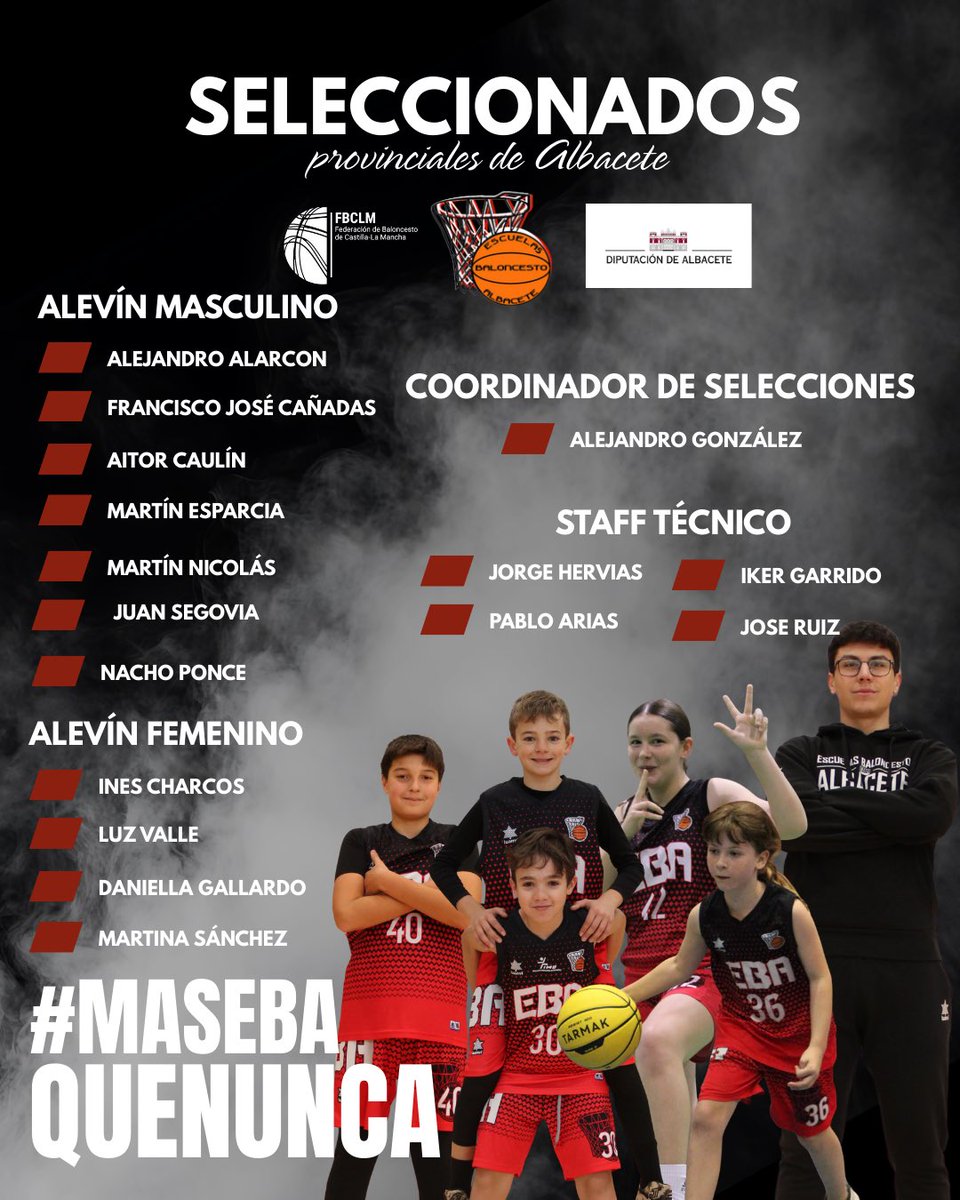 EBA_Albacete's tweet photo. ¡Orgullo máximo! 🖤❤️

Seguimos creciendo y mostrando nuestro nivel en la selección de Albacete, con representación en el Campeonato de Provincias en Illestas 🔥🏀

👉🏼7 jugadores
👉🏼4 jugadoras
👉🏼4 entrenadores + el coordinador Alejandro González

¡Enhorabuena a todos! 🖤❤️ https://t.co/UrMoqwsGrL