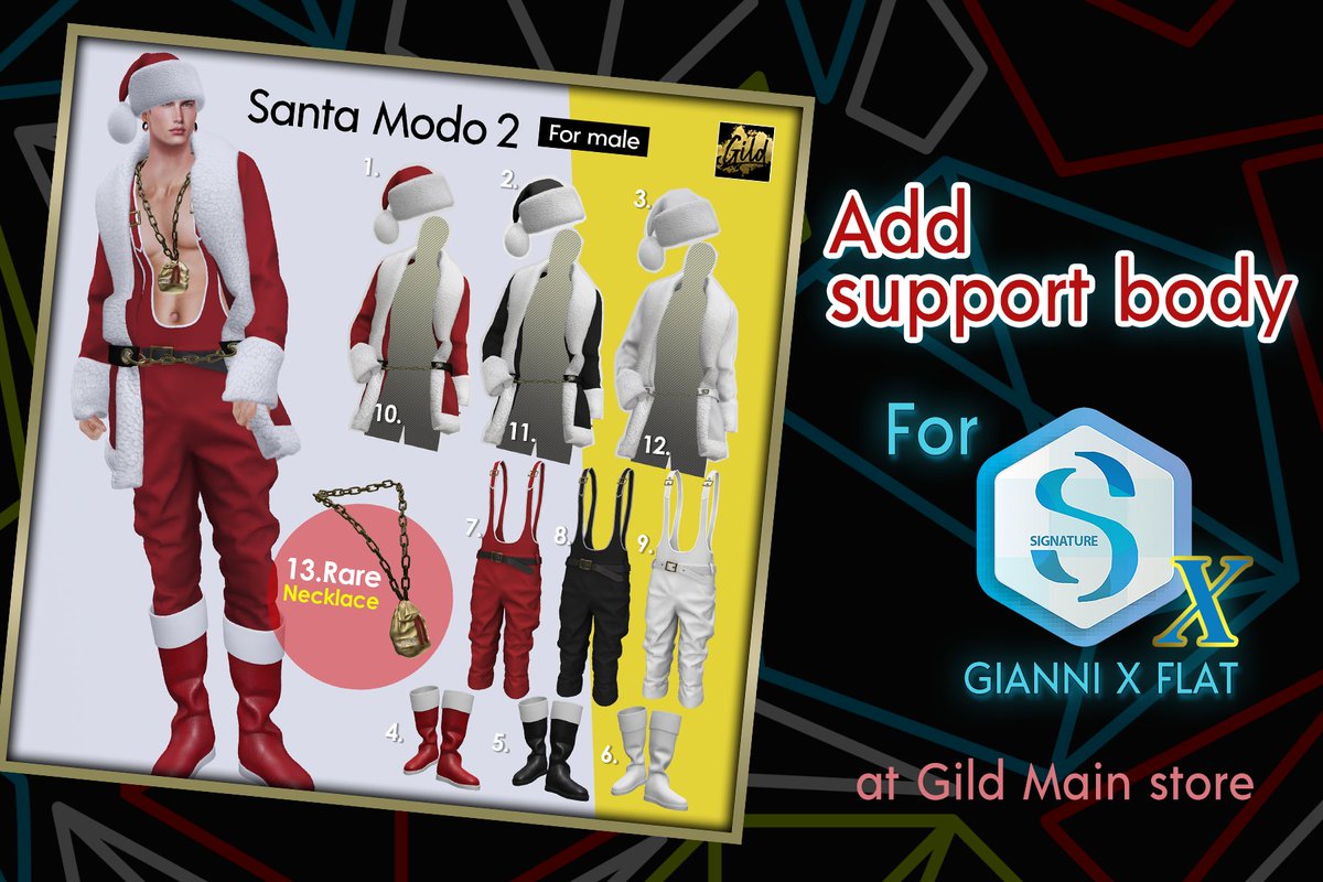 #SecondLife #gild 
Signature bodyが「X」として
メジャーアップデートされましたね
Santa Mode2の対応をリクエストされていたものあり
サポートしてみました！
メインストアで是非お試しください😀
maps.secondlife.com/secondlife/TSU…