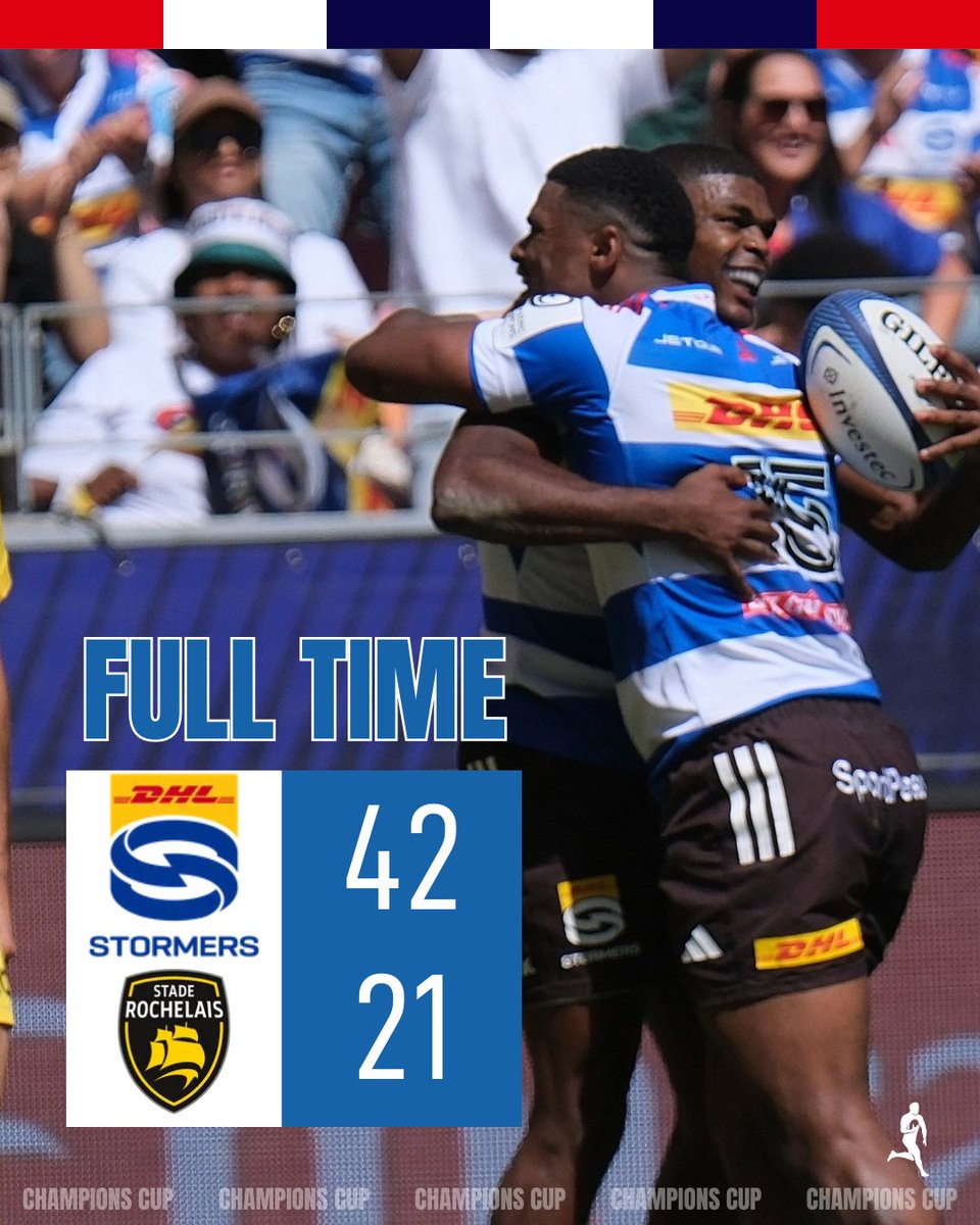 ultimaterugby's tweet photo. ⭐️ Paul de Villiers and Sacha Feinberg-Mngomezulu guide the Stormers to a big win over La Rochelle. The visitors put them under big pressure but ultimately ran out of gas

📲 https://t.co/USAibndven #STOvLAR #STOSR https://t.co/kdn4qflmct