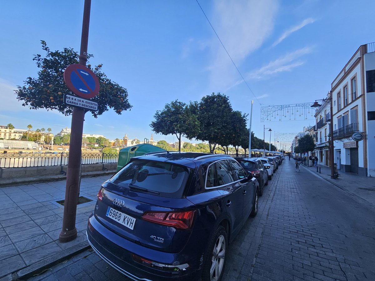 Hola <a href="/Ayto_Sevilla/">Ayuntamiento de Sevilla</a> , imagino que todos estos coches de particulares estarán descargando en horario estipulado ¿no?.
Los trabajadores ya si eso nos buscamos la vida y aparcamos en la acera o doble fila....que entiendo no será motivo de sanción....