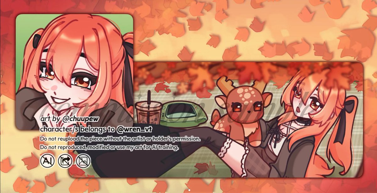 fall picnic 🍁
discord pfp &amp; banner commission for the lovely <a href="/wrenwrenwrenn/">wren 🍀</a> ! Thankyou for the support 🧡🧡

#layout #vgen #VGenComm #smallartist #icon #banner