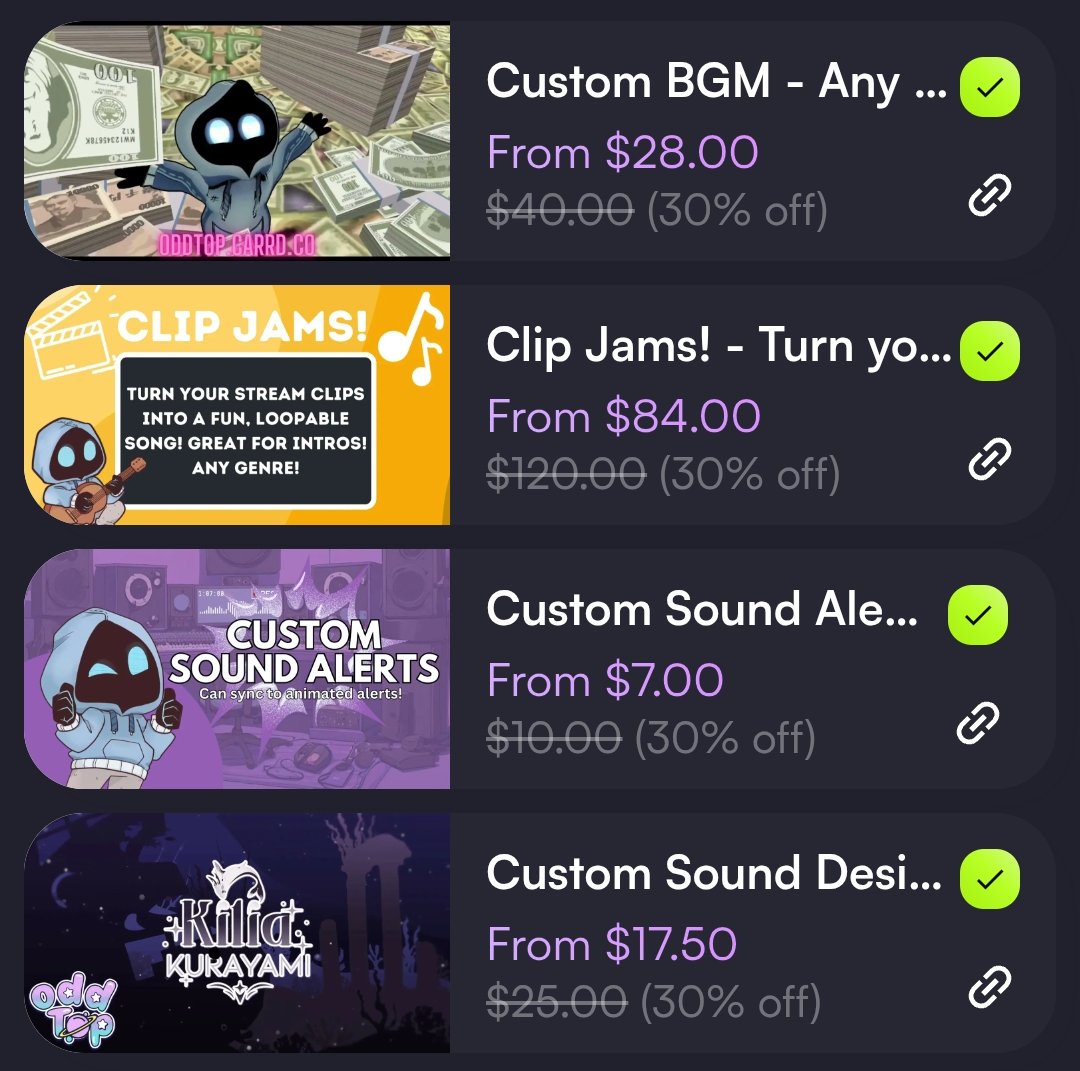 Comms are starting to slow down, usually do this time of year, I know money is tight around the holidays so hey 30% off all audio services! Go getchu something NOICE