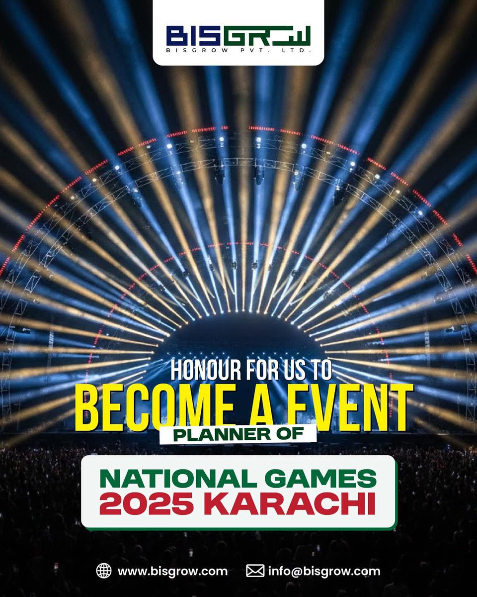 OfficialBisgrow's tweet image. It is an honour for us to serve as the event planners for the  #Nationalgame in Karachi..
Proud to bring creativity, discipline, and excellence to a national stage..✨🇵🇰
#nationalgames2025 #karachievents #eventplanners  #eventmanagement #eventexperts #bisgrow #grandevents