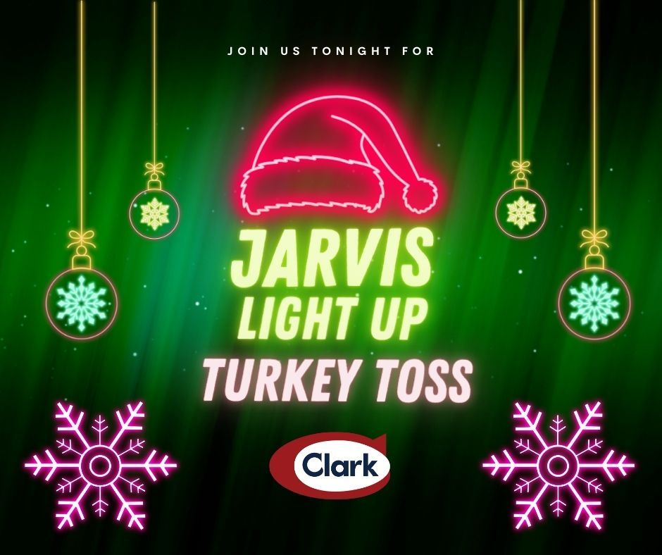 🦃✨ TURKEY TOSS DAY at Jarvis Light Up! ✨🦃

The Clark Companies are proud to sponsor today’s Turkey Toss. Starting ~2:45 PM — catch a ball, get a turkey!

🎯 25 turkeys up for grabs
⏰ Drops every hour until ~7:30 PM

See you in Jarvis! 🎄