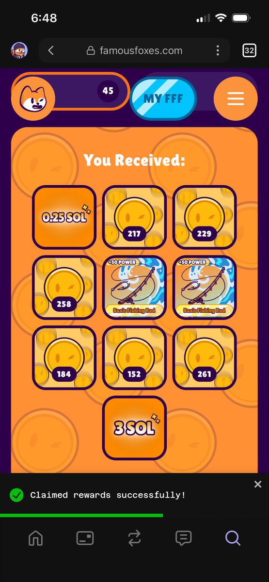 Foxes came back with 3.25 sol this week and enough foxy to upgrade this KING 👑⚔️ <a href="/FamousFoxFed/">Famous Fox Federation 🦊🟠</a> is the best. No one delivers fun like them week after week