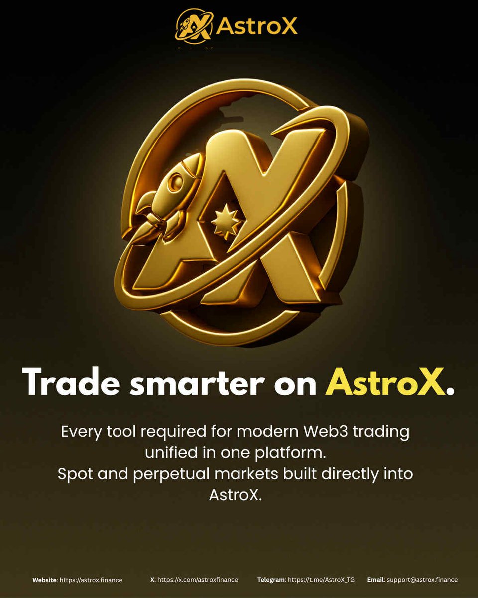 AstroXFinance's tweet photo. 👌Every Tool You Need. One Platform to Rule Them All.

📊Trade tokens easily within the platform using built-in spot and perpetual markets. 

No extra apps❌

No complicated setups❌

Just a smooth, integrated Web3 experience that puts creators and traders in full control.✅

#AstroX #AstroXFinance #CryptoTrading #CreatorEconomy #Web3Innovation #DeFi #Multichain #TokenLaunch #TradingMadeEasy #CryptoCommunity