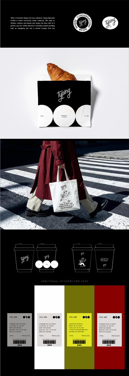 Royaldstudio's tweet image. TYPING — Branding / Design

Typing — a branding and visual identity concept for a specialty coffee space.
Designed around conversations, rhythm, and everyday rituals, where typography becomes the core of the brand experience.

Typing — مفهوم تصميم وهوية بصرية لمقهى قهوة مختصة.
تم…