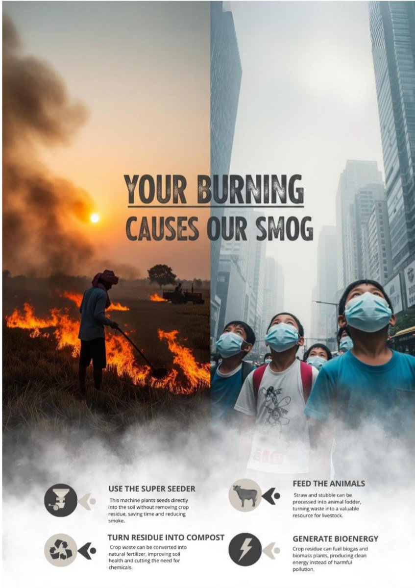 AreebTalks_'s tweet photo. Burning waste means burning our future. Dispose responsibly for our children’s sake.
#SmogLessPunjab https://t.co/VxT1hVdPkQ