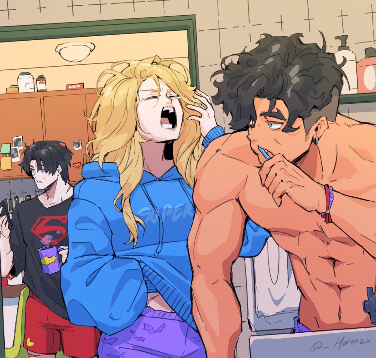 _hwanzx's tweet image. Morning ☀️

#TimDrake #ConnerKent #StephanieBrown #Robin #Superboy #Spoiler #Timkon #TimSteph #StephKon #TimKonSteph 😂😭