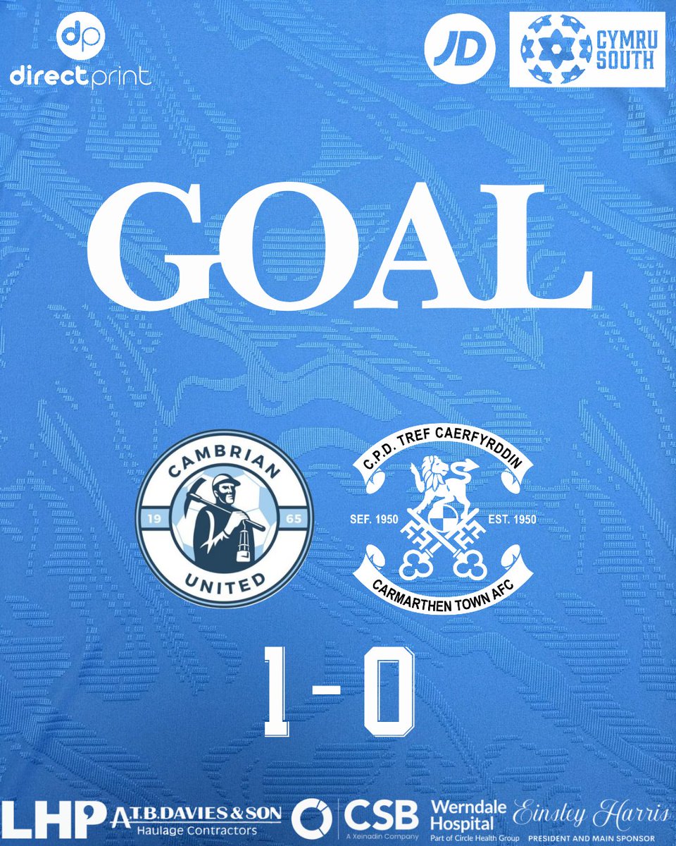 CarmarthenAFC's tweet image. Goal | Gôl 

@CamUtdMen 1-0 Carmarthen Town AFC 

Liam Eason gives the home side the lead. 

Gôl i'r tîm cartref. 

#UnHenAur #OneOldGold