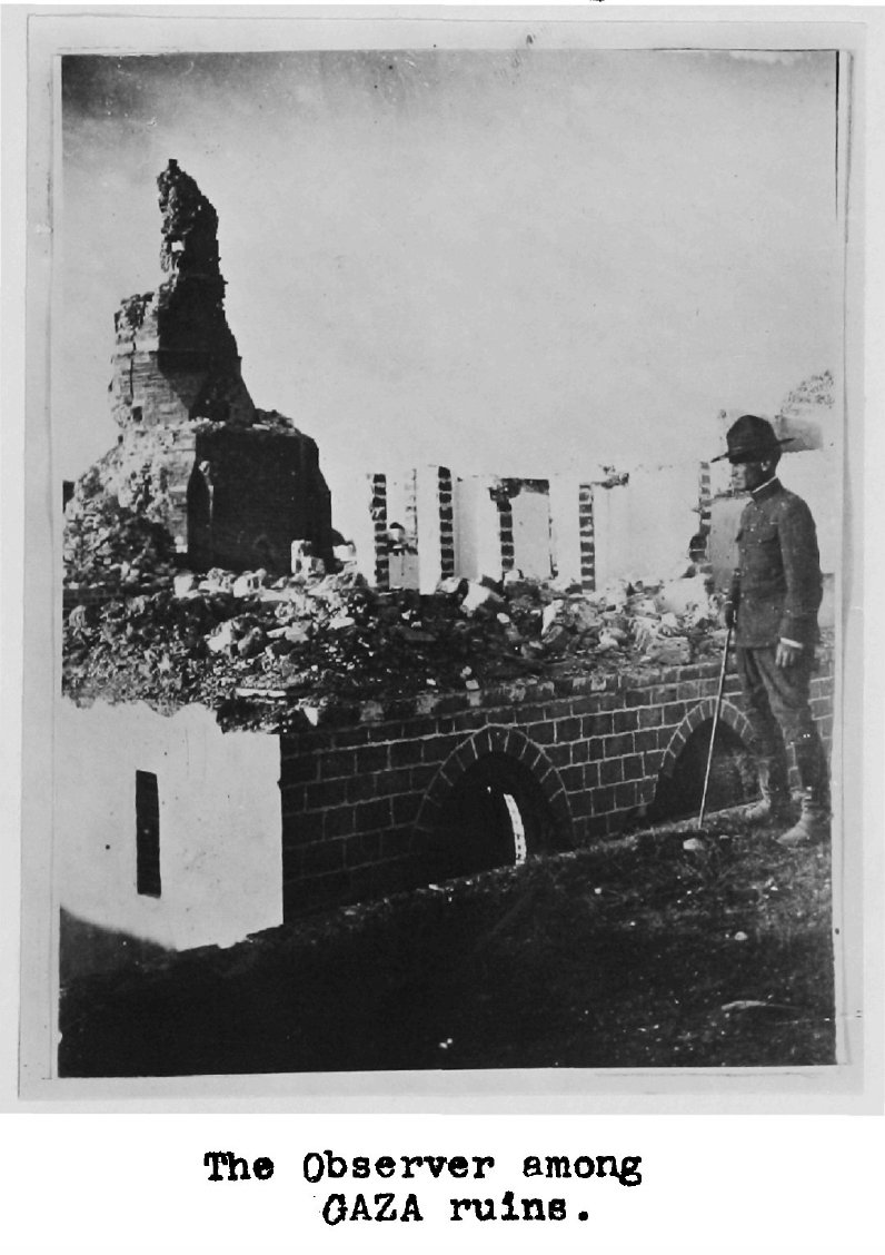 No image better sums up over a century of pain, misery, death, and destruction in our country than this photograph of a British officer posing next to the ruins of the Great Omari Mosque, destroyed during Britain’s bombardment of Gaza in 1917.