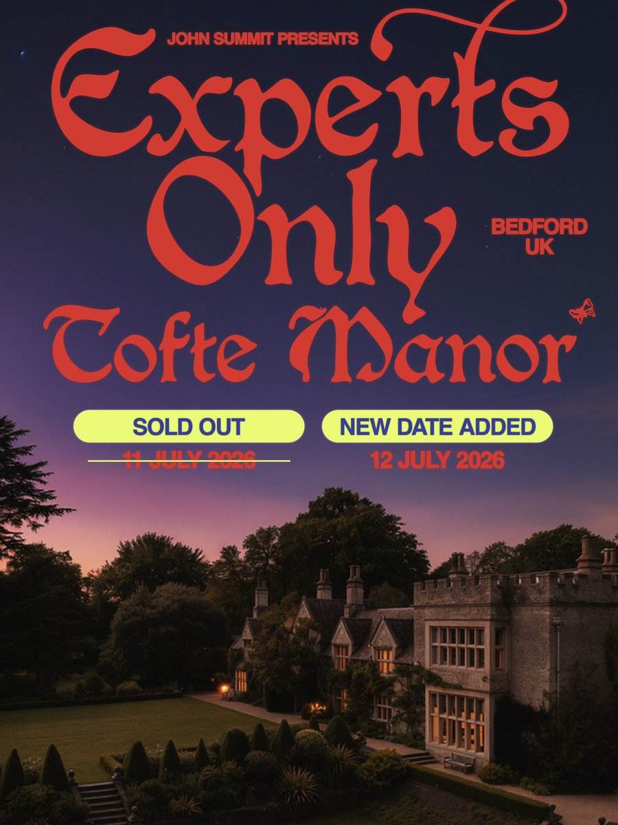 expertsonly's tweet image. Since we sold out so fast.. we’re running it back for night 2 of Experts Only at the extravagant Tofte Manor 🇬🇧

July 12th. On sale now
expertsonly.lnk.to/EOtoftemanorju…