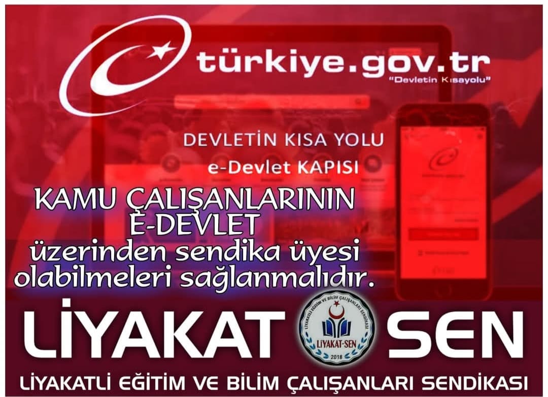Kamu çalışanlarının e-devlet üzerinden sendika üyesi olabilmeleri sağlanmalıdır. <a href="/tcbestepe/">T.C. Cumhurbaşkanlığı</a> <a href="/csgbakanligi/">T.C. Çalışma ve Sosyal Güvenlik Bakanlığı</a>