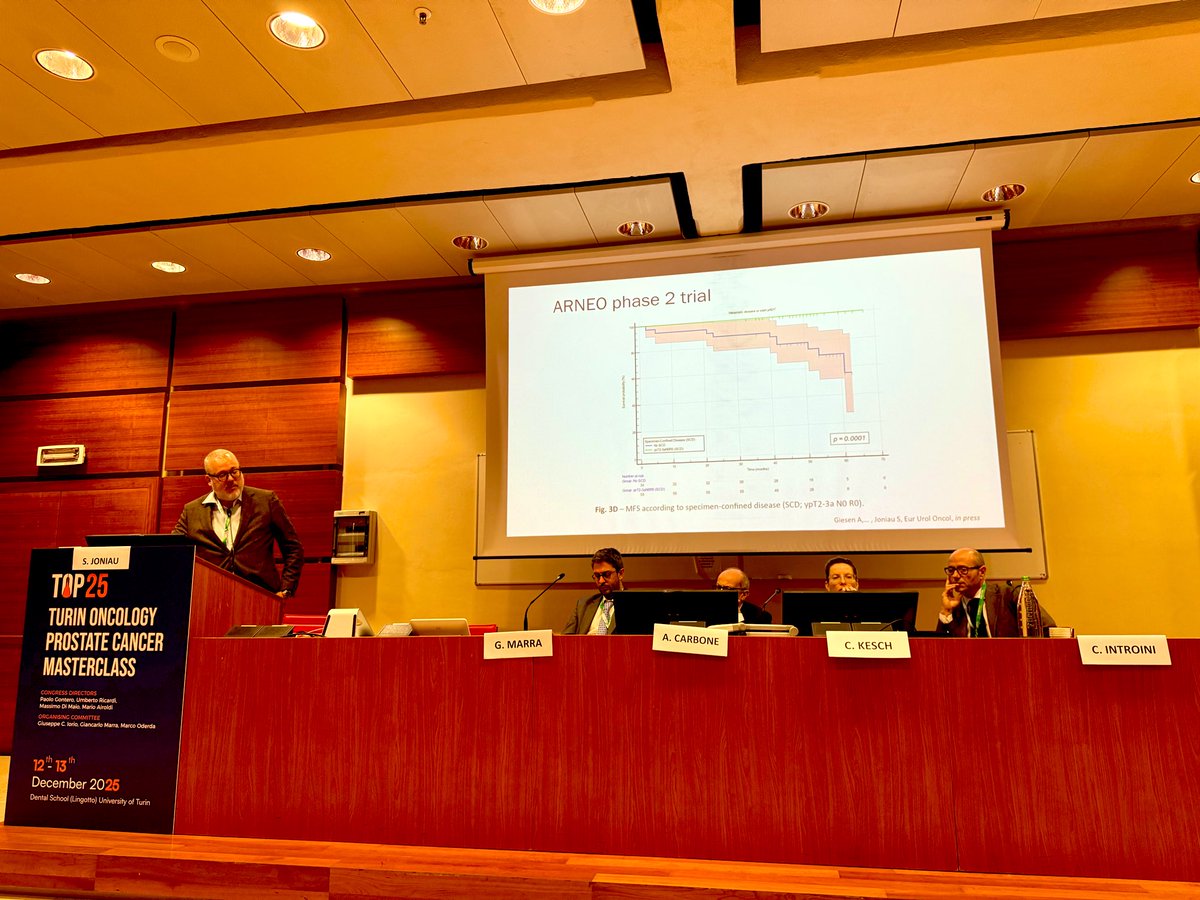 peppinoiorio's tweet photo. “Surgery for high-risk prostate cancer: multimodal or step-by-step?” Magnificent presentation by the Great @joniau #TOP2025 #ProstateCancer #TOPMasterclass2025 Turin 🇮🇹 #PrecisionOncology #MeetTheExperts https://t.co/l50gR1VXTW