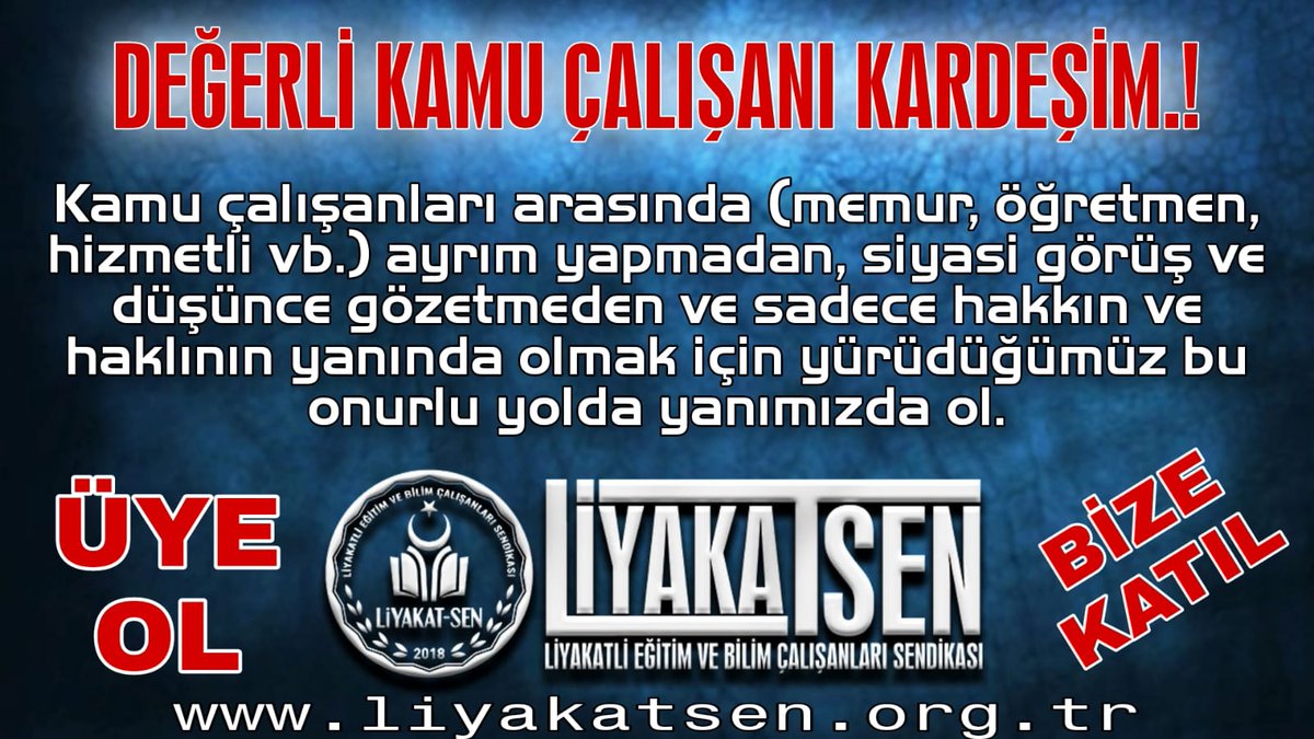 Değerli kamu çalışanı üye ol bize katıl yanımızda ol.